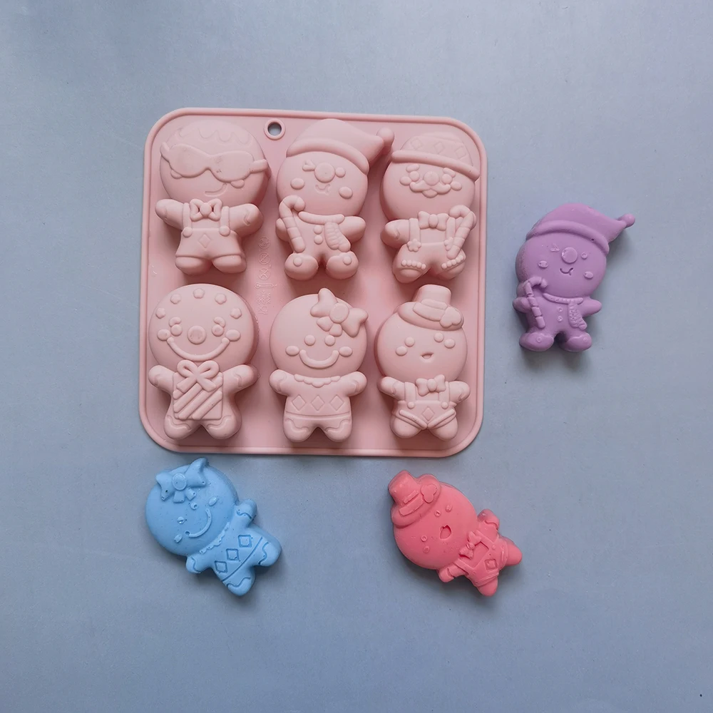 

Christmas silicone mold 6 gingerbread Man different snowman shape chocolate molds Cookie mold