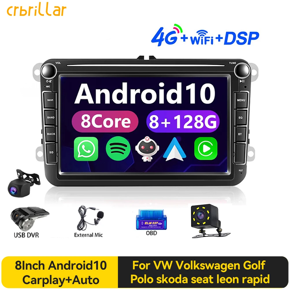 Автомагнитола 2DIN с GPS Навигатором мультимедийный плеер на Android 10 8 &quotэкраном для