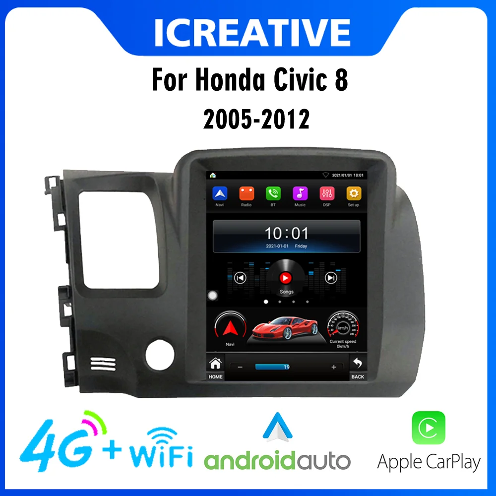 

For Honda Civic 8 2005-2012 2 Din Tesla Car Radio Android 4G Carplay Tesla Touch Screen GPS Navigation Multimedia Player Stereo