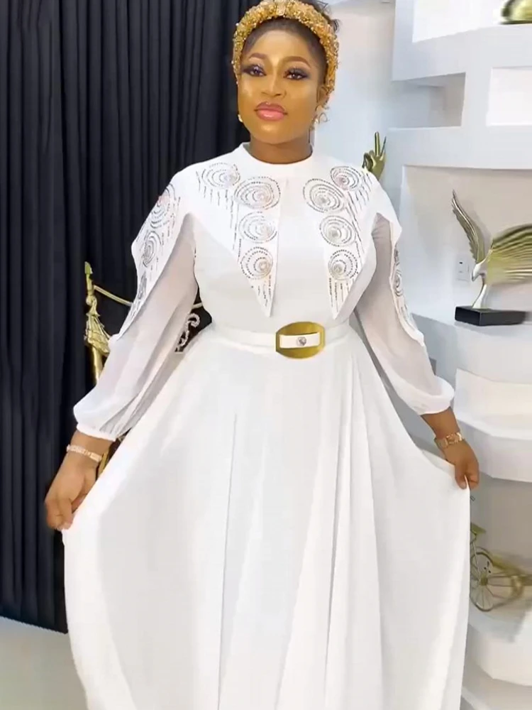 

African Dresses For Women Wedding Party Chiffon Long Dress Evening Gown Muslim Kaftan Abayas Boubou Outfit 2022 Summer Autumn