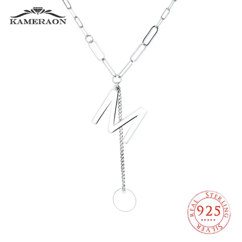 

Fashion 925 Sterling Silver Simple Letter Tassel Clavicle Chain Necklace for Women Fine Jewelry Gifts Punk Style