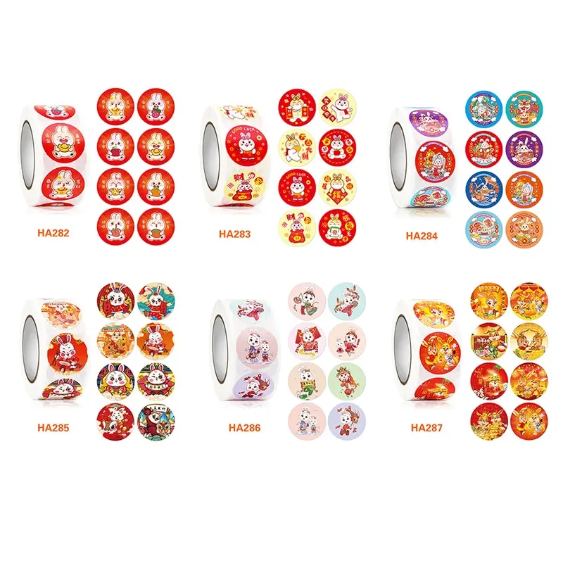 

500 шт./рулон, Новогодняя декоративная наклейка «кролик»