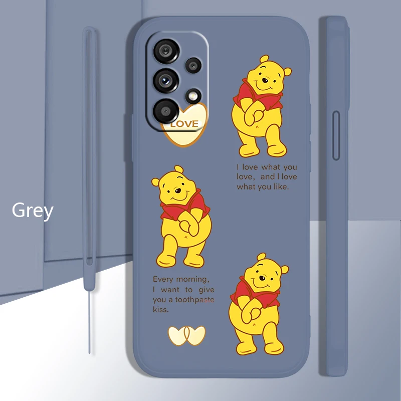 

Disney Winnie the Pooh Anime Case For Samsung Galaxy A73 A72 A53 A33 A52 A32 A22 A71 A51 A21S 4G 5G Liquid Rope Phone Cover Core