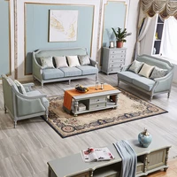 american solid wood sofa tea table combination living room grey furniture european modern pu leather art single double triple so