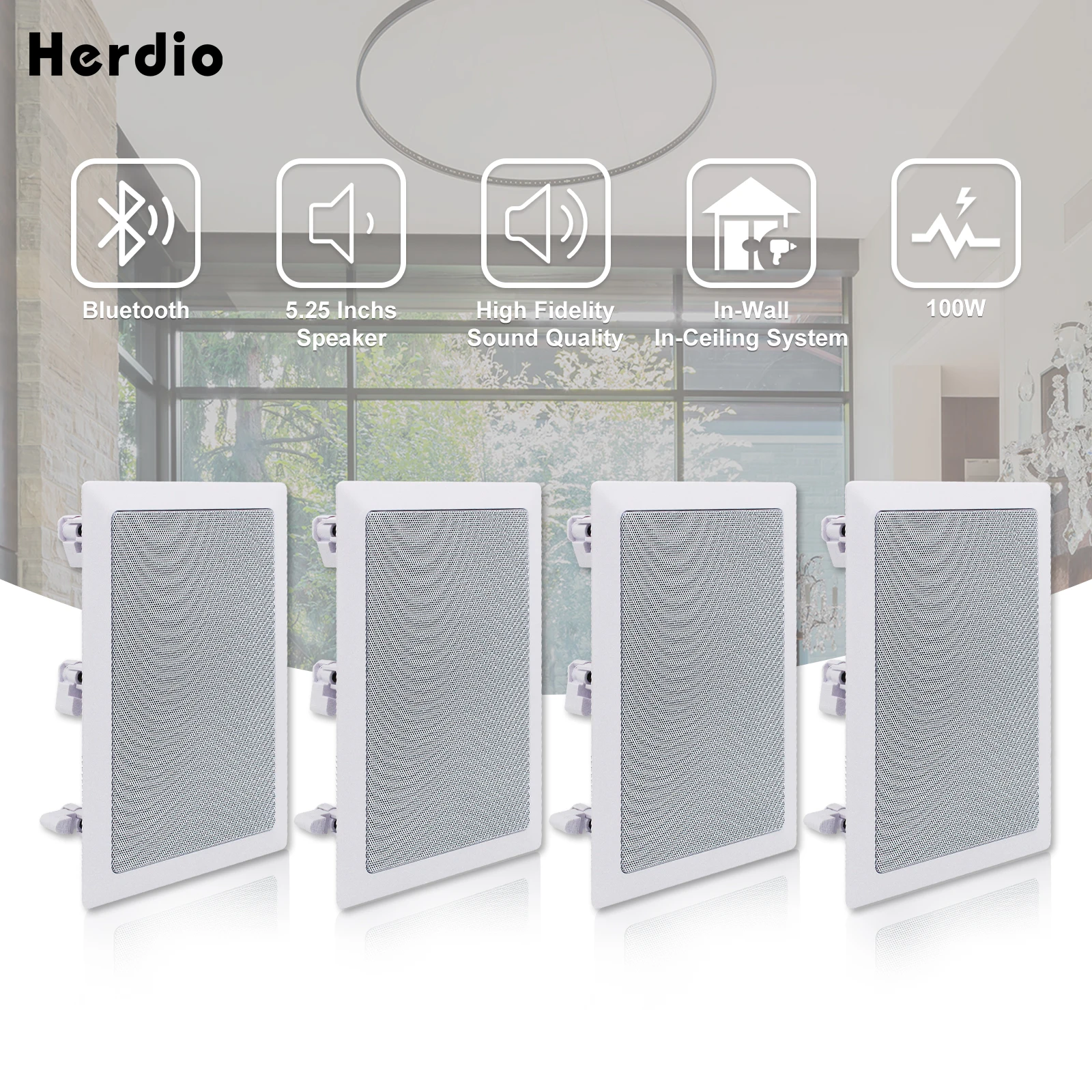 

2pairs 5.25 Inch Bluetooth Wall Amplifier Home Audio 2*100W Stereo Sound Music System Loudspeaker Ceiling Speaker for indoor
