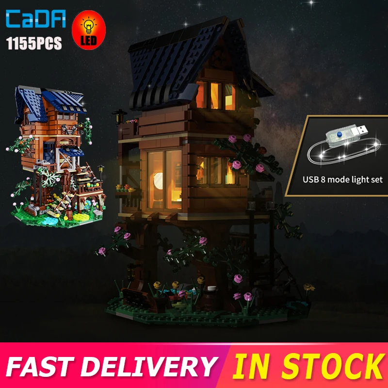 

Cada Led Forest Tree House Ideas Street View Building Blocks Diy City Model Construction Kit For Adults Moc Bricks Toys Gifts