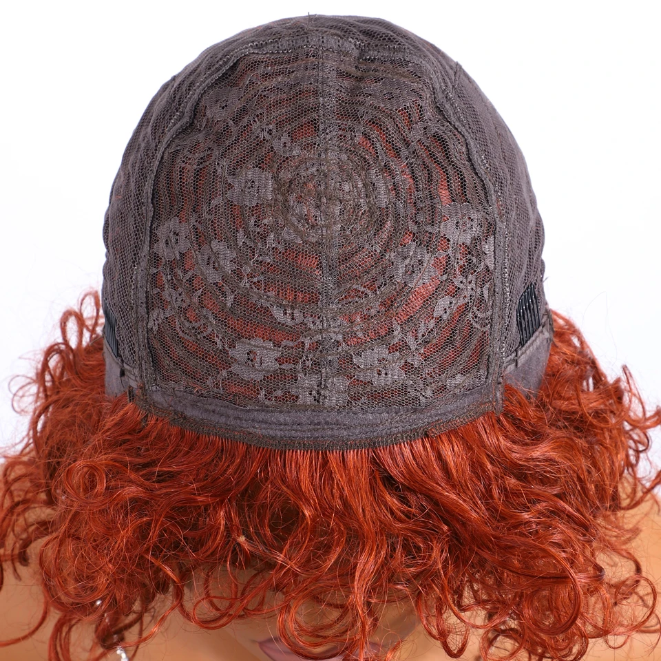 Оранжевые цветные парики из натуральных волос для женщин 10-дюймовые короткие