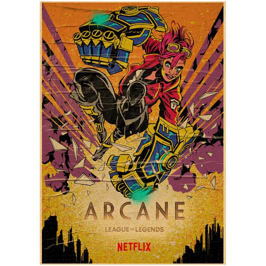 Постер Arcane Картина на холсте Популярная ТВ-серия Jinx Vi гостиная спальня игра