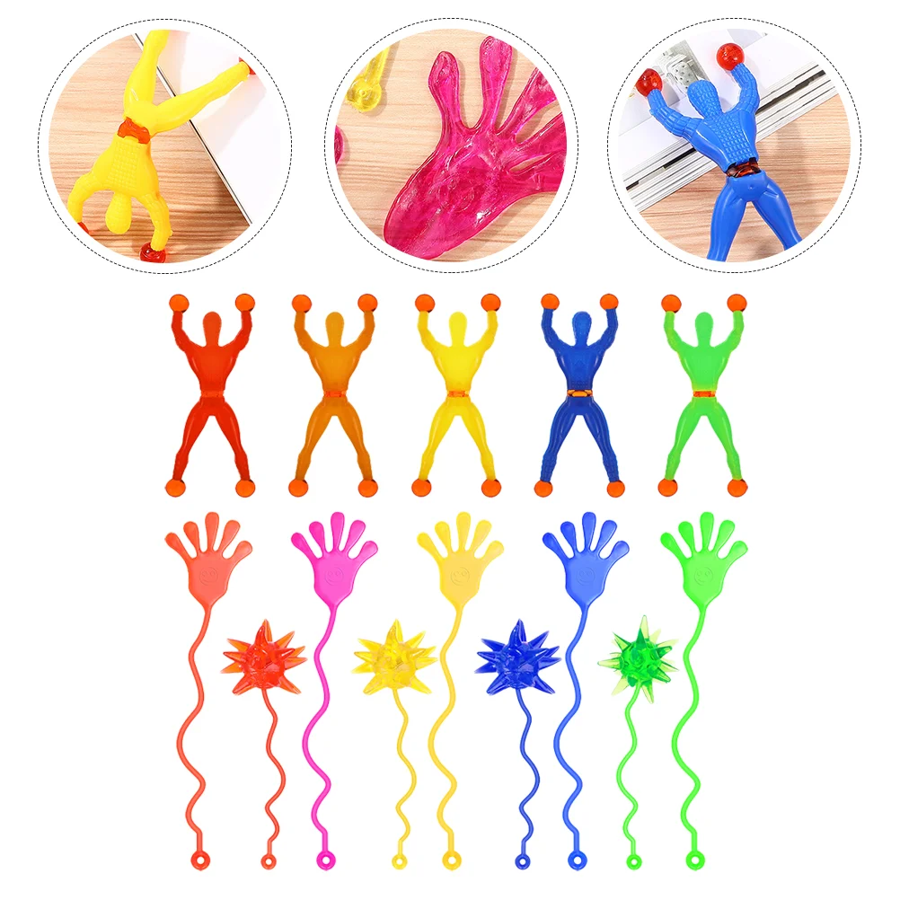 

48 Pcs Sticky Toys Elastic Palm Wall Stretchy Special Shaped Kids Bulk Climb Funny Stress Pp Man