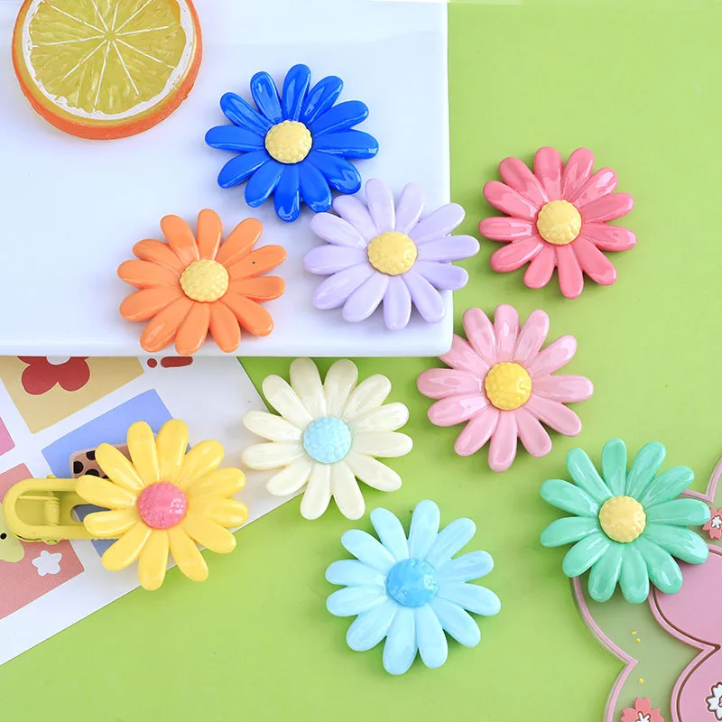 

10 шт. цветные глянцевые цветы маргаритки с плоской задней стороной, украшения из смолы, милые аксессуары для рукоделия, сделай сам, для телефона, скрапбукинга, шарм, Декор