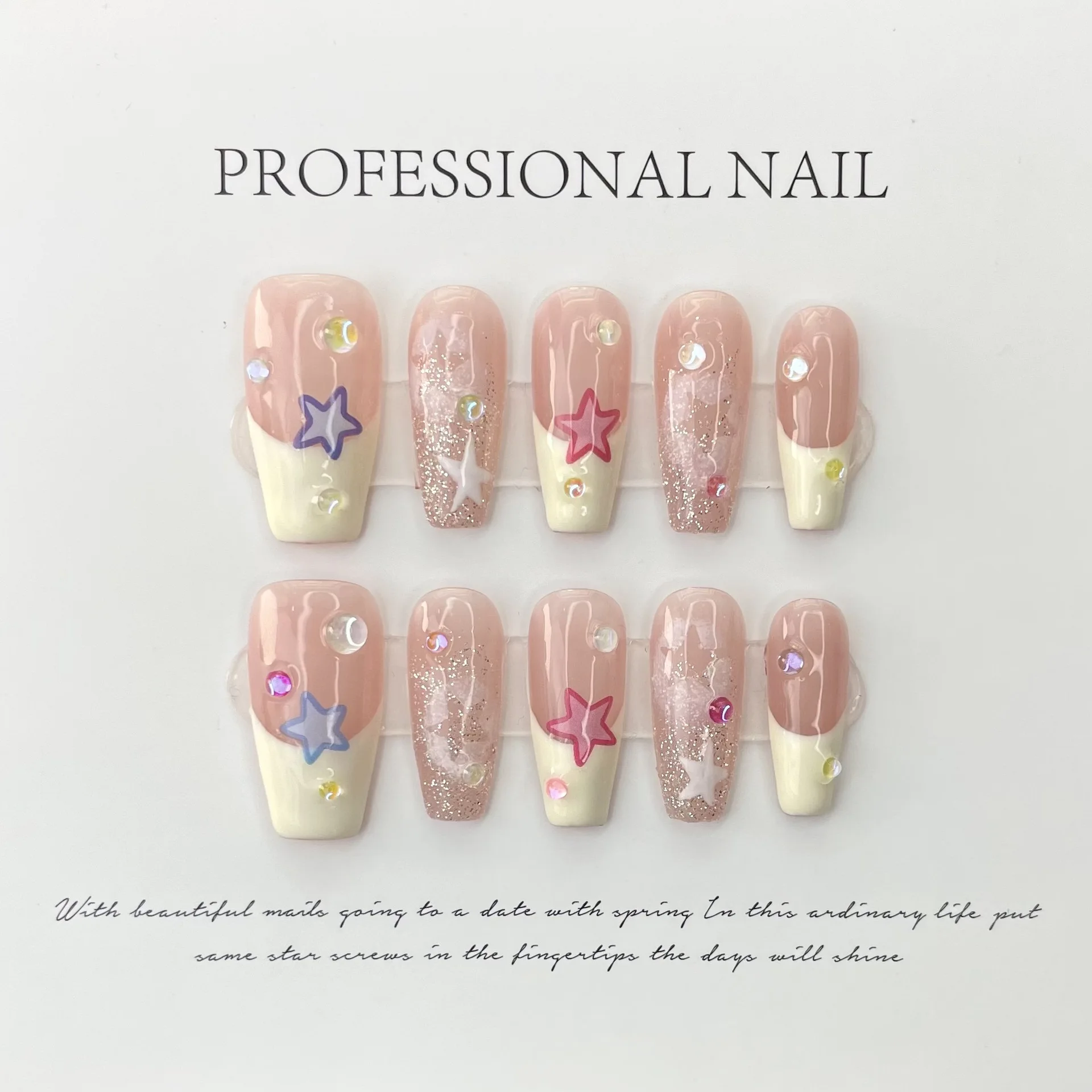 

Handmade French False Nails With Designed for Girls Toys Gift High Quality Fake Nails Wearable Ballerina Korean Press on Nails