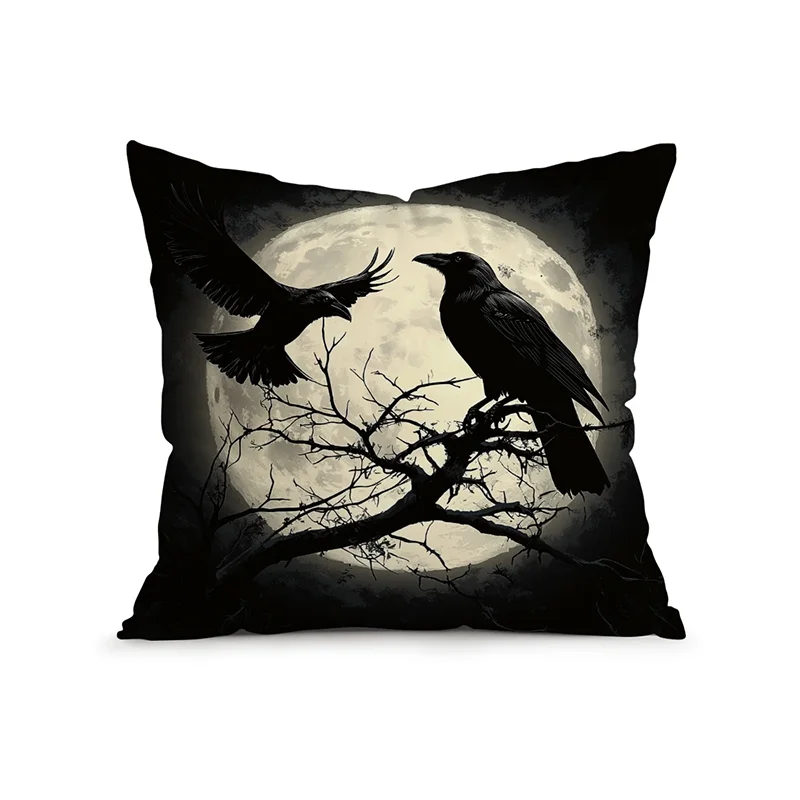 

Декоративная наволочка Crows and Moon, полиэстер велюр