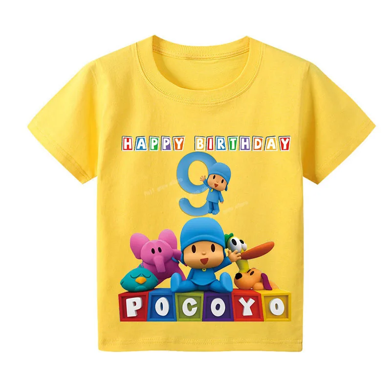 Футболки Pocoyo с мультипликационным рисунком цифровая Одежда для мальчиков и