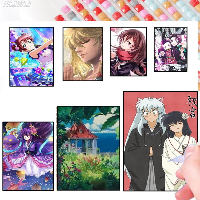 

Diamond Painting Cartoon Anime Diy 5D Square/round Diamond Ghost Slayer Girl Full Diamond Mosaic Embroidery Cross Stitch Kit