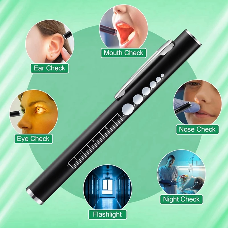 Nurse Tool Set Rechargeable Pen Light With Two Led Sources And Pupillometer 6 Inch Scissors Highlighter Durable