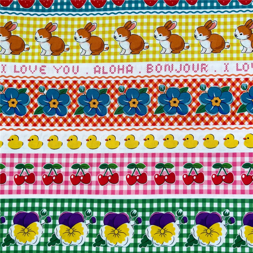 Хлопчатобумажная ткань японский полосатый коллаж с животными лист платье