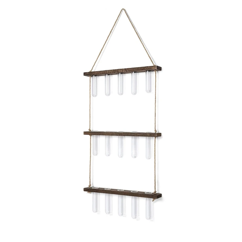 

Настенные подвесные 15 пробирок в стиле ретро, цветочные вазы с деревянной подставкой, для гидропонных растений, цветочный Декор для дома и о...
