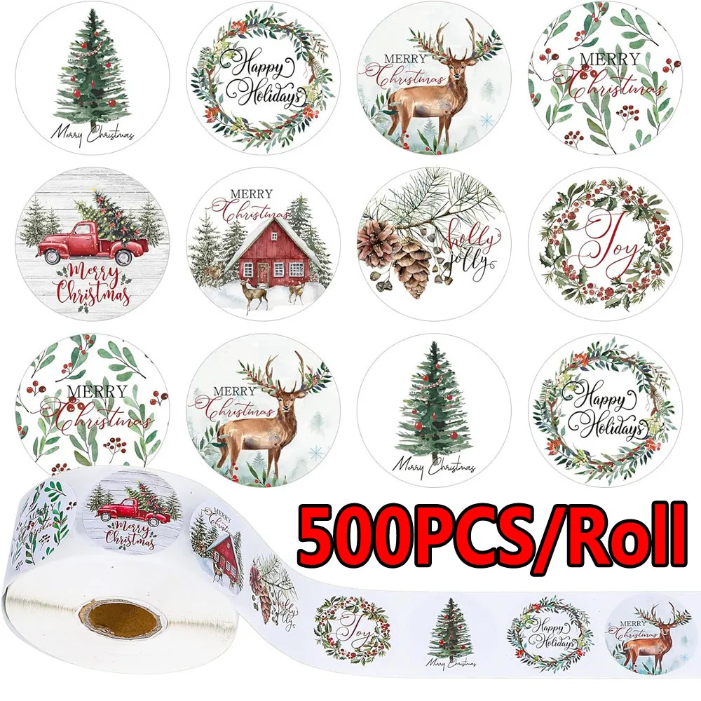 500 шт./рулон наклейки с Рождеством 2 5*2 5 см самоклеящиеся праздничные для