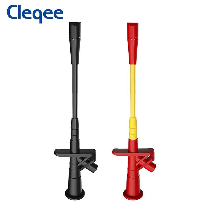 Cleqee P5005 2PCS Professional Wire Piercing Probe Needles Multimeter Test Hook Clip with 4mm Socket 10A