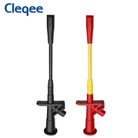 cleqee p5005 2pcs professional wire piercing probe needles multimeter test hook clip with 4mm socket 10a