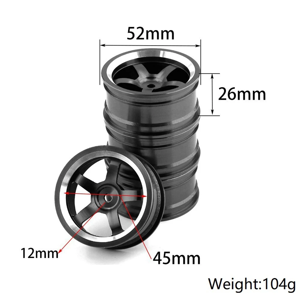 

4Pcs 1/10 RC On-Road Drift Racing Car 52mm Metal Wheel Rim Wheel Hub for HSP Tamiya HPI Kyosho Sakura Traxxas,Light Blue