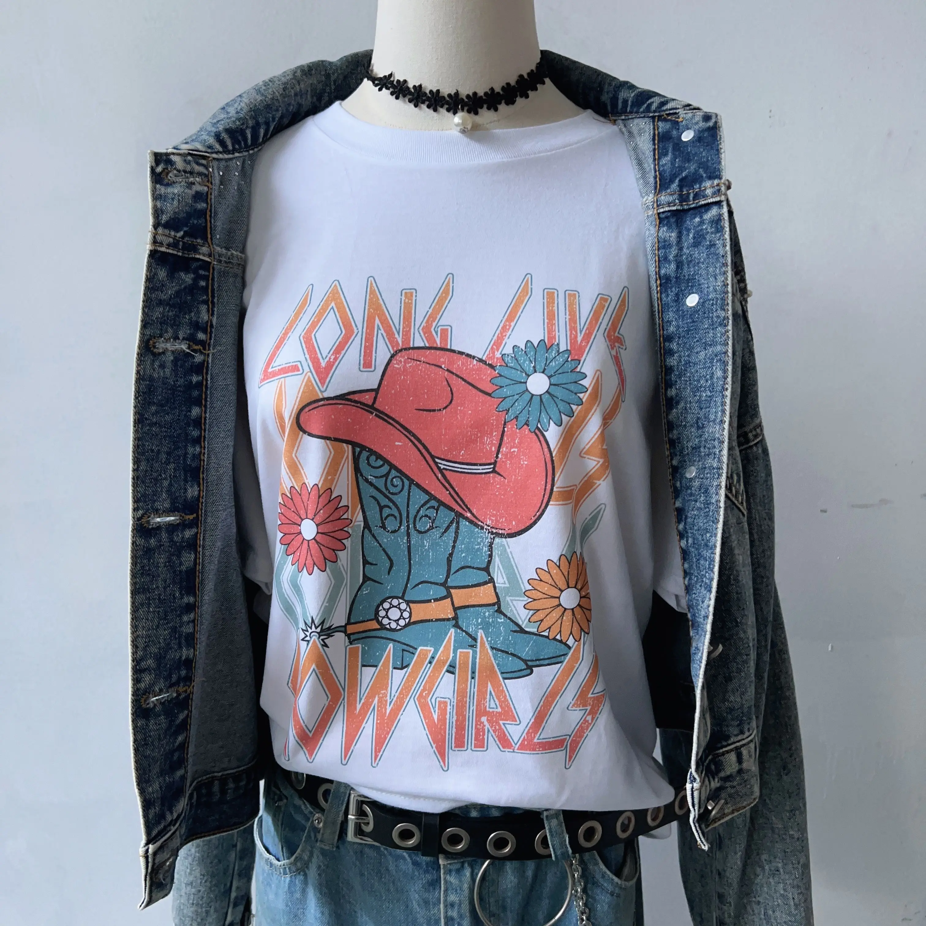 

1pcs Long Live Cowgirl T shirt For Women Funny T Shirt Fashion tshirt women tops tees short sleeve Women t-shirt