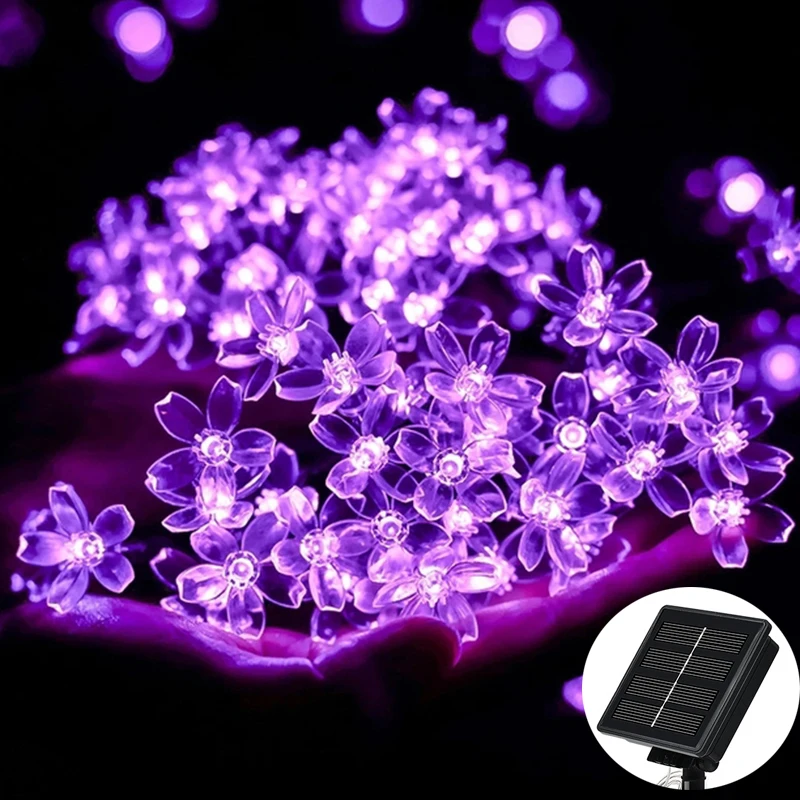 

Solar Garlands Light 5m 7m 12m Cherry Peach Flower Solar Lamp Power LED String Fairy Lights Garden Wedding Decor for Outdoor
