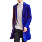 Новинка Осень-зима 2022, модный эксклюзивный однотонный повседневный деловой мужской длинный шерстяной тренчкотмужская серая Длинная шерстяная куртка