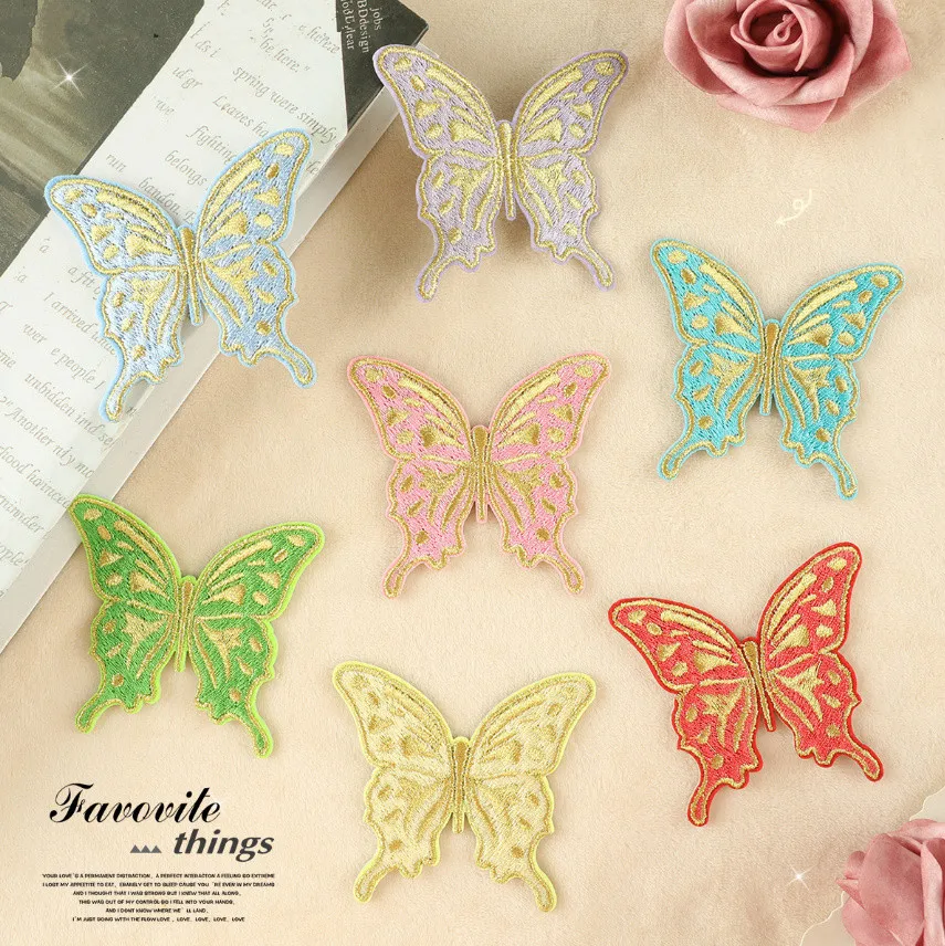 

10 Pcs Butterfly Iron Stick Sew On Patch Embroidered Clothing Hat Bag Shoe Repair Material Phone Gift Box Decor DIY Accessory