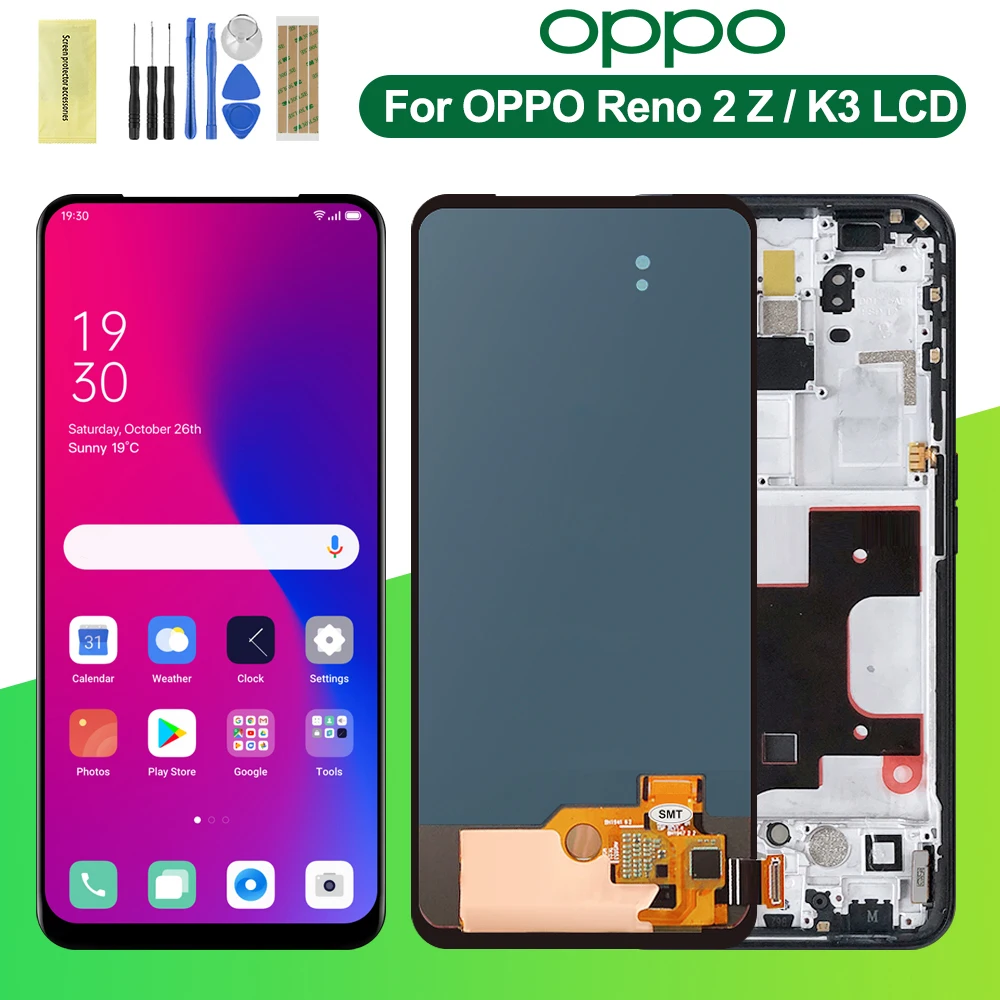 ЖК-дисплей 6 53 дюйма Super AMOLED для Oppo Reno2 Z Reno 2Z 2 сенсорная панель дигитайзер в сборе