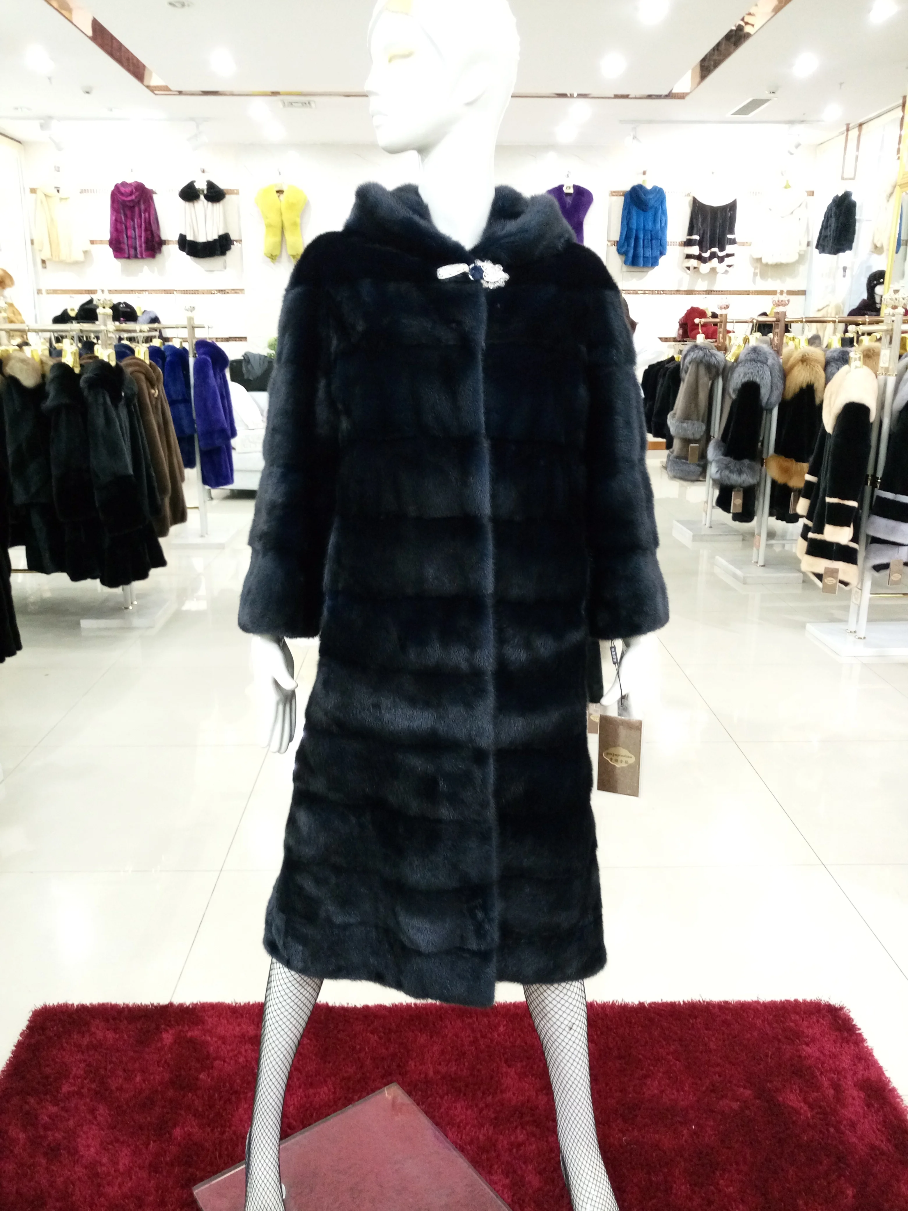Новинка 2022 женское длинное пальто из норковой кожи с теплым мехом - купить по
