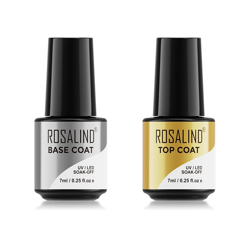 

ROSALIND 7ml Base&Top Coat Gel Nail Polish Transparent Nail Primer Semi Permanent For Nail Art Design Soak Off Gel Varnish