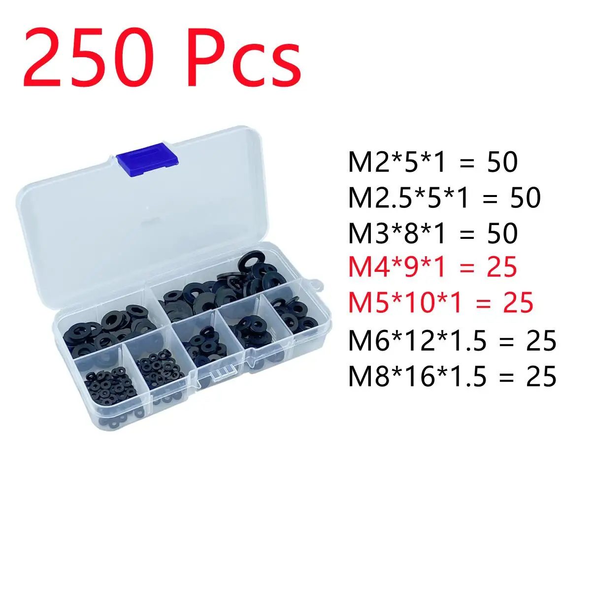 250/300 Шт. Нейлоновые Шайбы Пластиковые Изоляционные Прокладки Размеры M2-M8