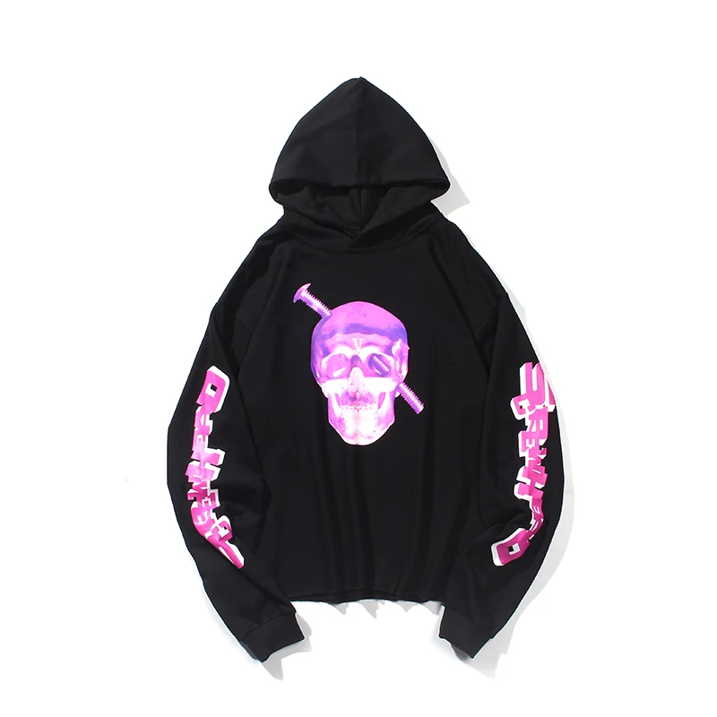 

VLONE Hoodies Female Couple Loose Street Sweatshirts Hip Hop Trend Men's Cotton Casual glowing skull Printing hoodies