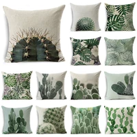 wzh cactus and succulents cushion cover 45x45cm linen decorative pillow cover sofa bed pillow case