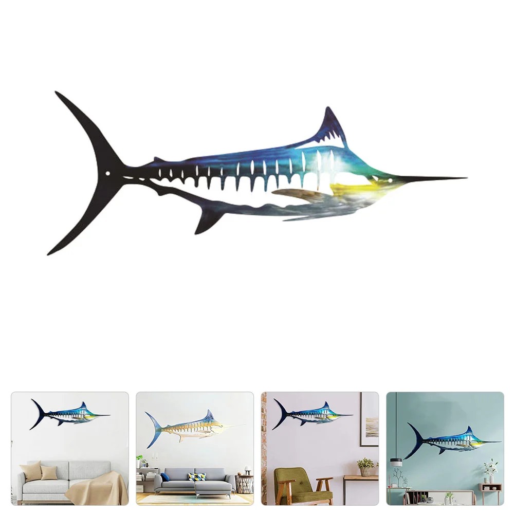 

Walldecormetal Nautical Sculpture Ocean Iron Sea Hanging Coastal Decoration Tropical Beach Animal Theme Outdoor Marlin