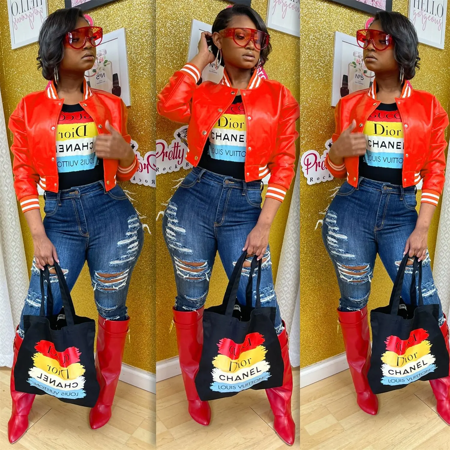 Chocomist Outwears Casual PU Women Letterman Jacket)