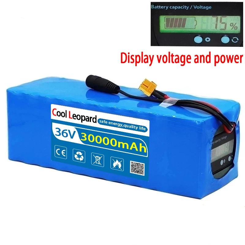 

36V 30000mAh 18650 Lithium Battery 10s4p Quantity Display Large Capacity 1000W For Bike And Electric Scooter Battery +Charger