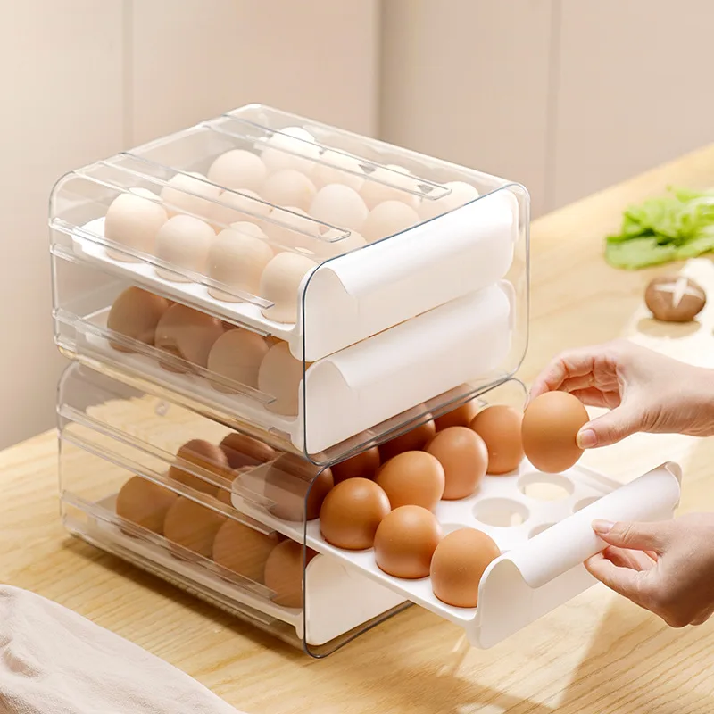 

Refrigerator Egg Storage Box Drawer-type Transparent Food-grade Egg Box Household Double-layer Egg Preservation Box for Kitchen