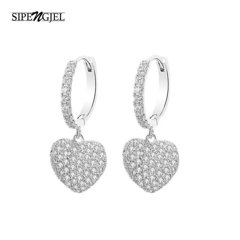 

SIPENGJEL Fashion Cubic Zircon Love Heart Statement Earrings Korean Style Vintage Dangle Drop Earrings for Women Wedding Jewelry