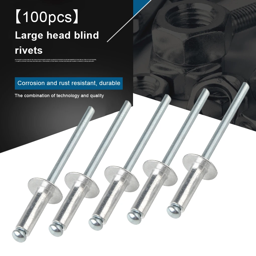 

100 Pieces Carbon Steel Pop Rivet Portable Smooth Replacement M4 Smooth Fixing Repairing Blind Rivets Accessories