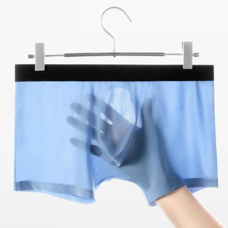 

Men Panties Mens Ice Silk Seamless Underwear Solid Color 3D Pouch Breathable Boxer Shorts Summer Male Underpants Boxershorts