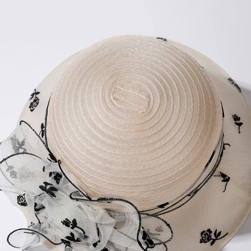 Шляпа от солнца Женская Модная элегантная пляжная Панама с цветочным принтом