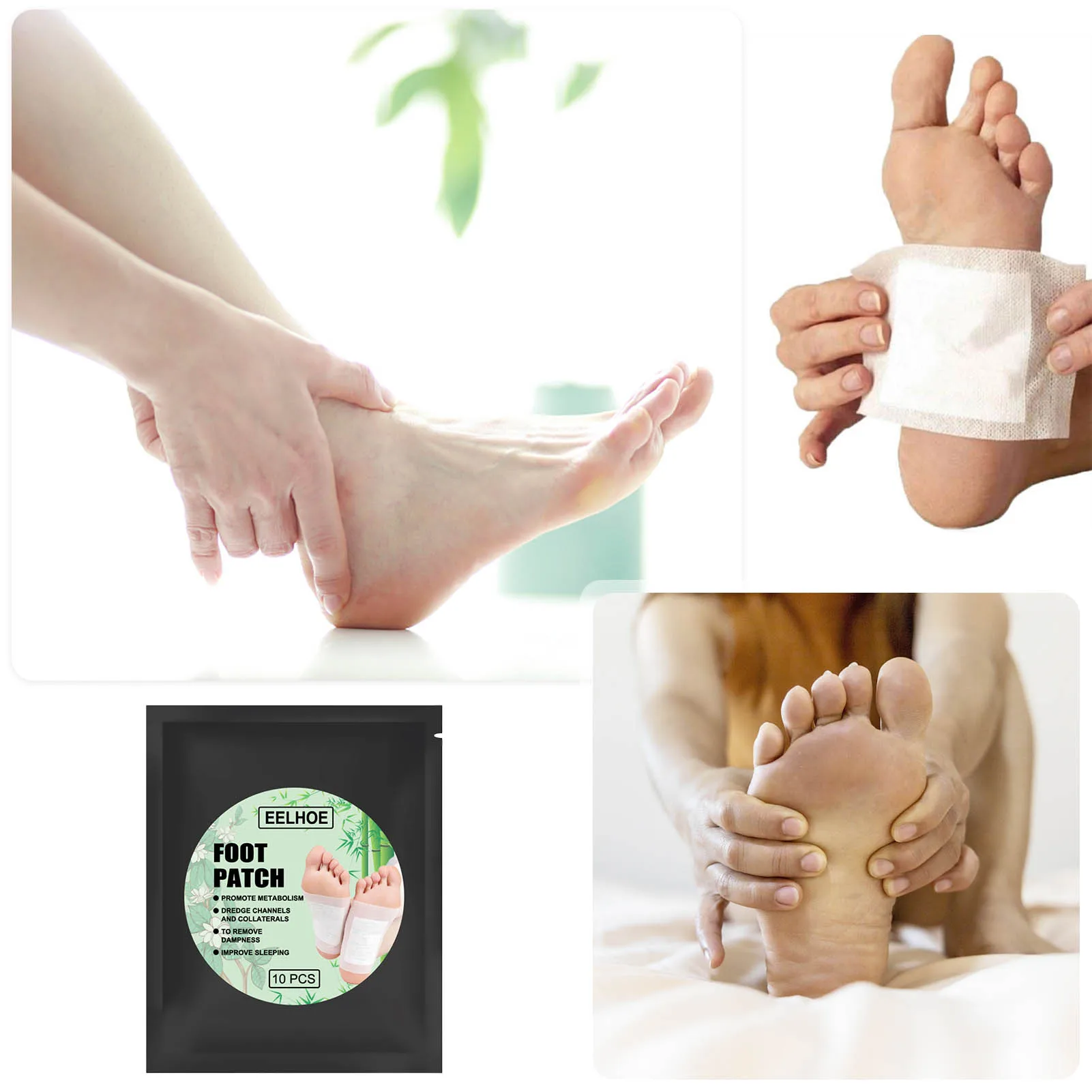 

10pcs Detoxifying Foot Pads All-natural Bamboo Foot Detoxifying Pains Relief Relieve Stress Improve Sleep Relaxation Deep