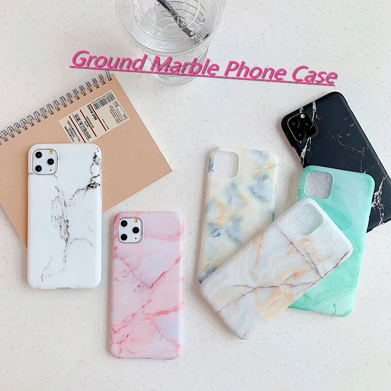 

Ground Marble Phone Case For iPhone 13ProMax 12Pro 11Pro Smooth Or Electroplated Splicing IMD Soft Marble Protection Cases