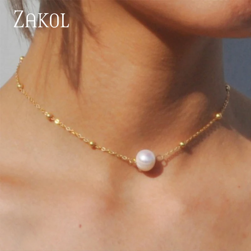 Ожерелье-невидимка женское с имитацией жемчуга простое колье-ошейник | Украшения