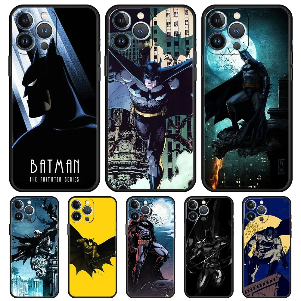 Чехол с рисунком из мультфильма Бэтмен черная и мягкая для iPhone 11 13 12 Pro Max 7 8 XR Mini X SE
