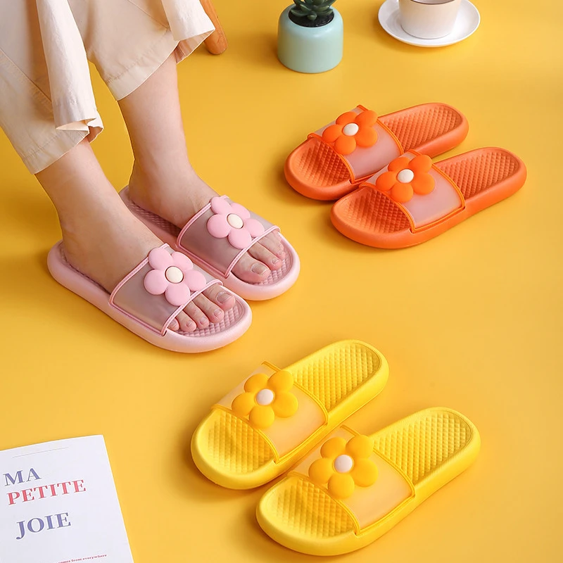 

Тапочки женские/Детские/взрослые домашние, мягкие Нескользящие, с мультяшными цветами, для ванной комнаты, летние, 2022