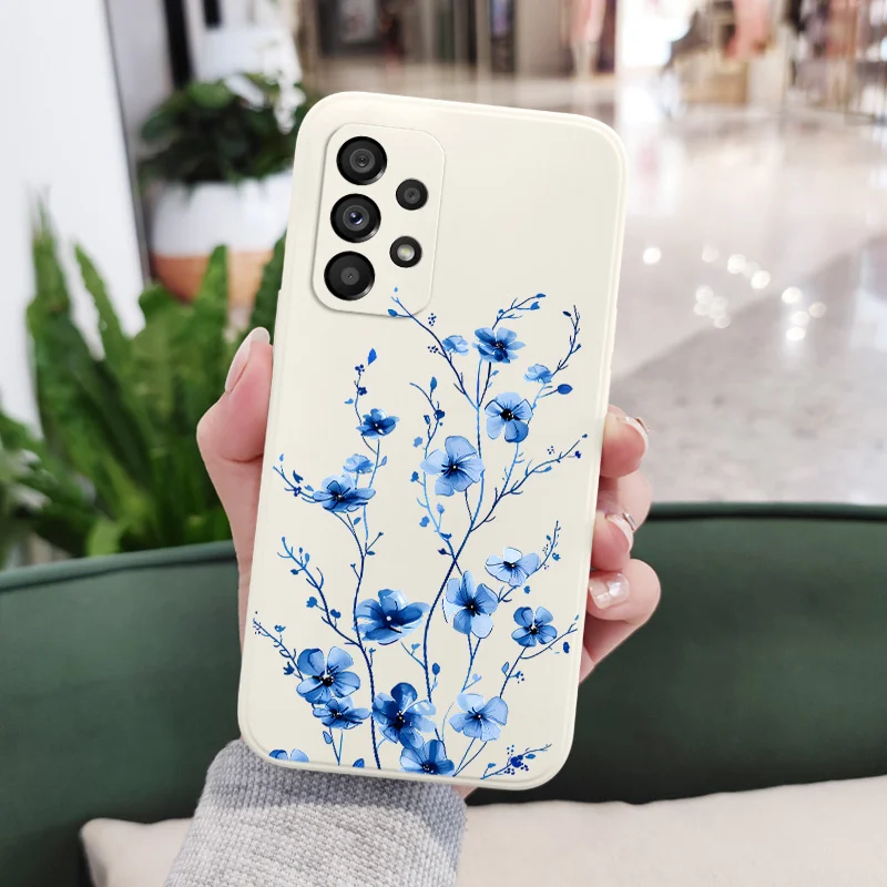 Фото Чехол для телефона Blue Flame Flower для Samsung Galaxy A73 A53 A33 A23 A13 A03 A72 A52 A52S A32 A22 A12 A71 A51 A31 A21S 4G 5G Cover №5