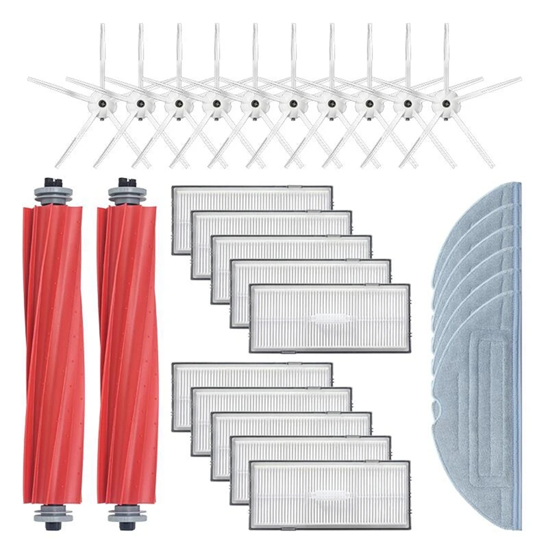 For Roborock S7 T7S HEPA Accessory of Filter Detachable Rubber Main Brush / Cover Mop Cloth Side Brush Vacuum Cleaner Part